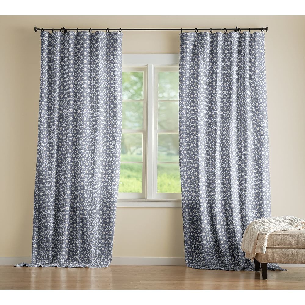 Pottery Barn Kaila Trellis Print 2-IN-1 Pole Top Blackout Curtain NEW $179